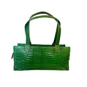 LAMBERSTON TRUEX green crocodile leather handbag